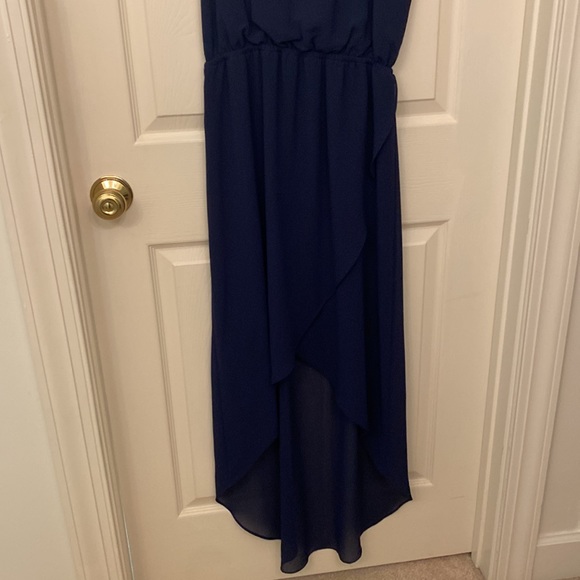 Navy Lace back Hi-Lo Hem Maxi Dress - Picture 2 of 11